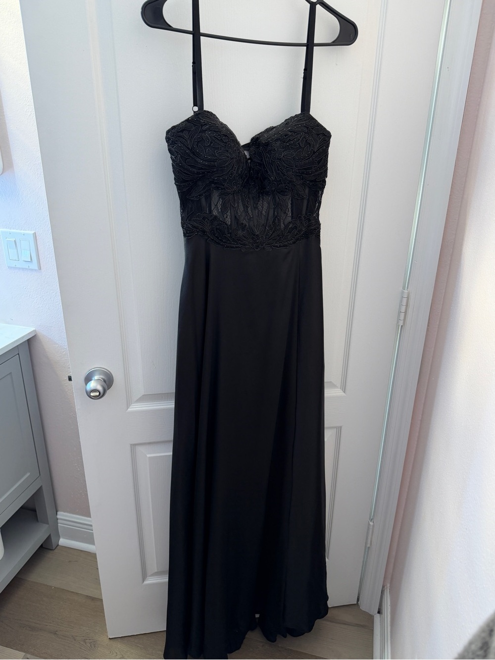 Black Beaded Corset Prom Dress